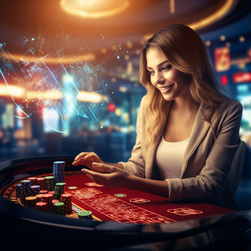 Meja Caribbean Stud Poker sutratoto dengan dealer profesional dan studio berkualitas tinggi